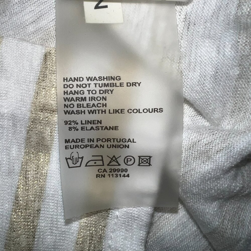 Majestic Paris for Neiman Marcus White & Gold Striped Long Sleeve Top - Medium - Picture 6 of 6